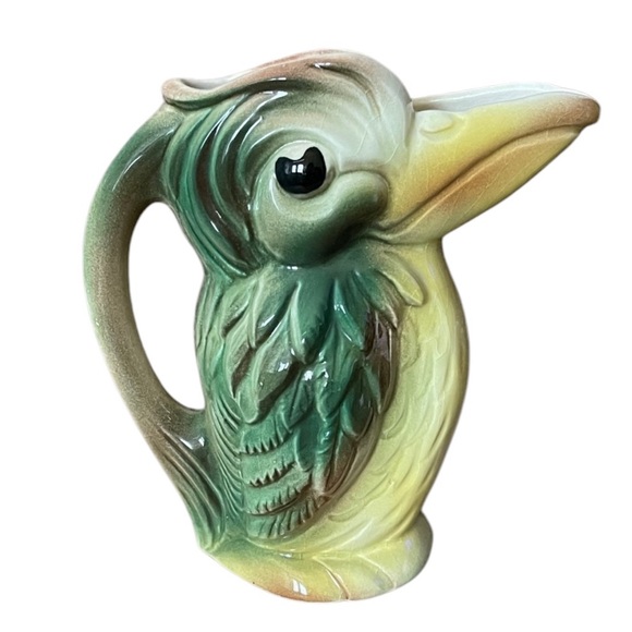 1950's Stewart McCulloch California Pottery Green Parrot Bird Pitcher Retro - Picture 2 of 8